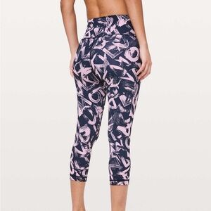 Lululemon Wunder Under High-Rise Crop Graffiti Pop Antoinette True Navy Size 8